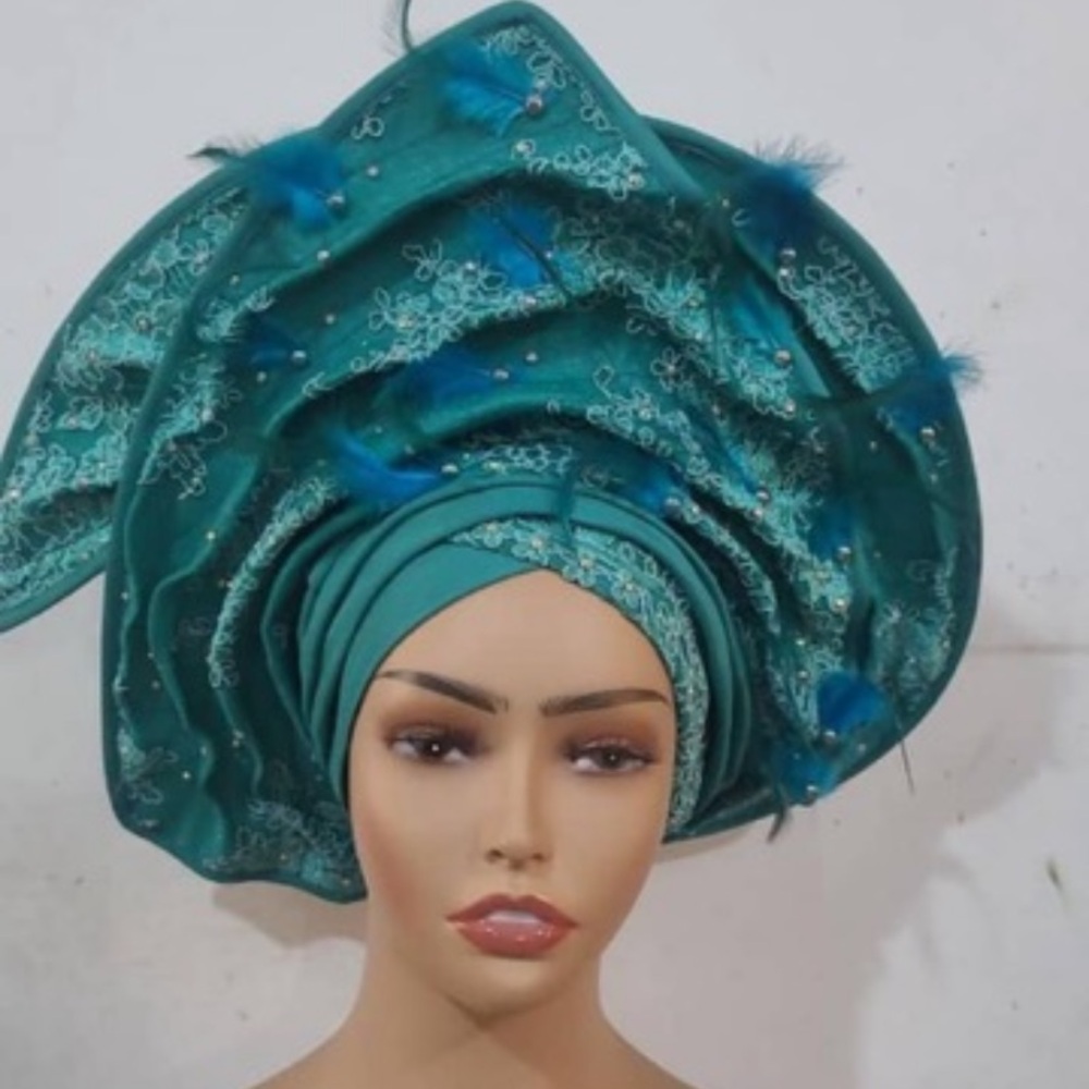 Game Changer Designer Hat - Classy One Of A Kind Hand Made Auto Gele  GEL10 0326